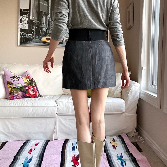 Zara linen blend dark grey mini skirt - Picture 5 of 15